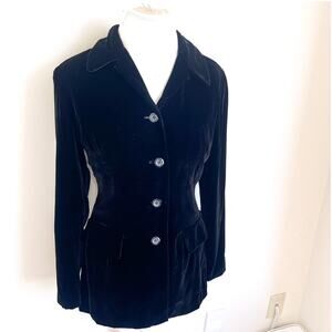 Anne Alexander Velvet Womens Blazer Jacket Size 10 Black Luxury Party Holiday‎
